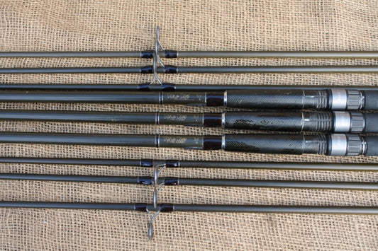3 x Fox Vario Twin Twip Old School Carbon Carp Fishing Rods. 2.75lb And 3.25lb T/C.