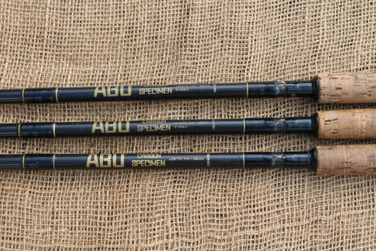 3 x ABU Carbon Specimen Old School Carp Fishing Rods. Classic 1990s. 11'.