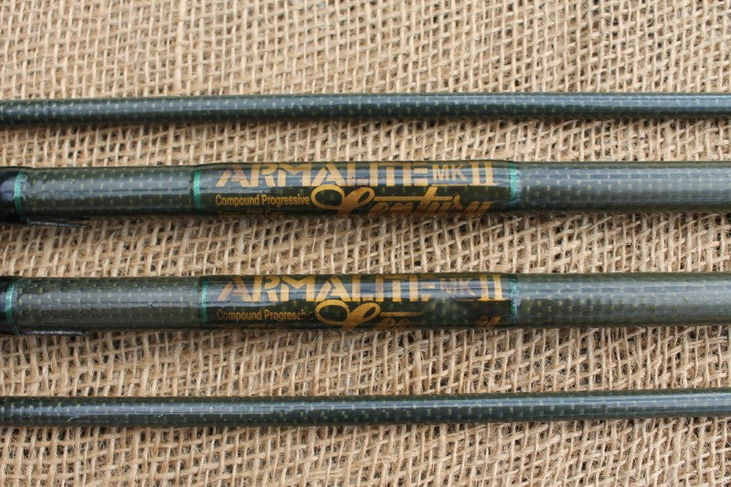 2 x Century Armalite MK 1 Old School Carbon Carp Fishing Rods. 1990s. 12'. 2.25lb T/C.