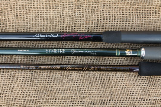 3 x Shimano Old School Carp Fishing Rod Bundle. Aero, Power Loop And Symetre.