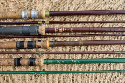 4 x Vintage Bundle Of Glass Carp Fishing Rods. Alan Brown, Fibalite, Gerry Savage, Bruce And Walker Etc. 1970s.