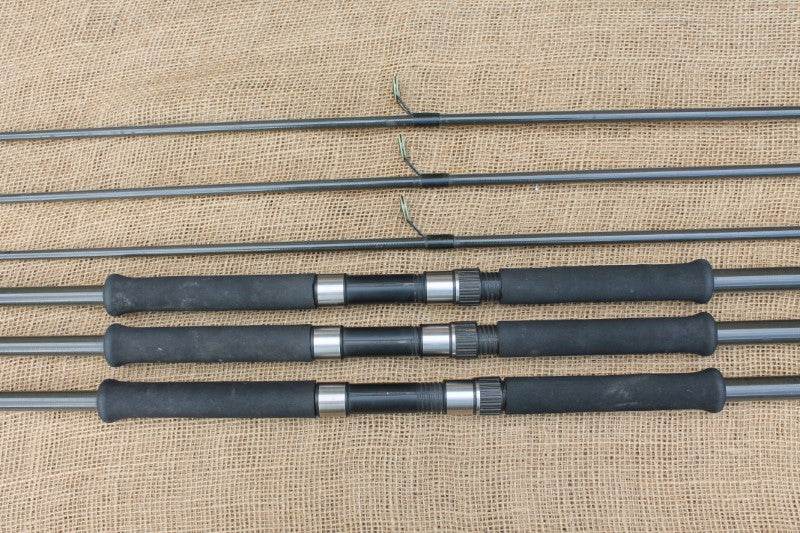 3 x Custom Built Old School Carbon Carp Fishing Rods. Circa 1980s.
