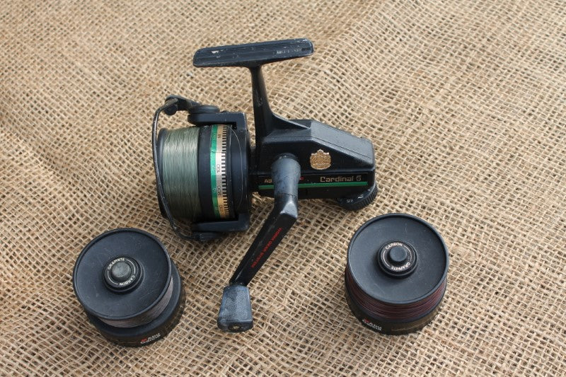 abu garcia cardinal 103 freerunner carp reel 1 x ABU Cardinal 5 Old School Carp Reel, Plus Two Spare Spools. – Vintage Carp Fishing Tackle
