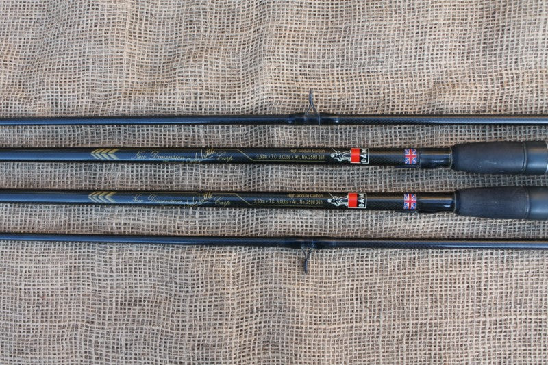 2 x DAM Andy Little New Dimension Old School Carp Fishing Rods. 1990s.