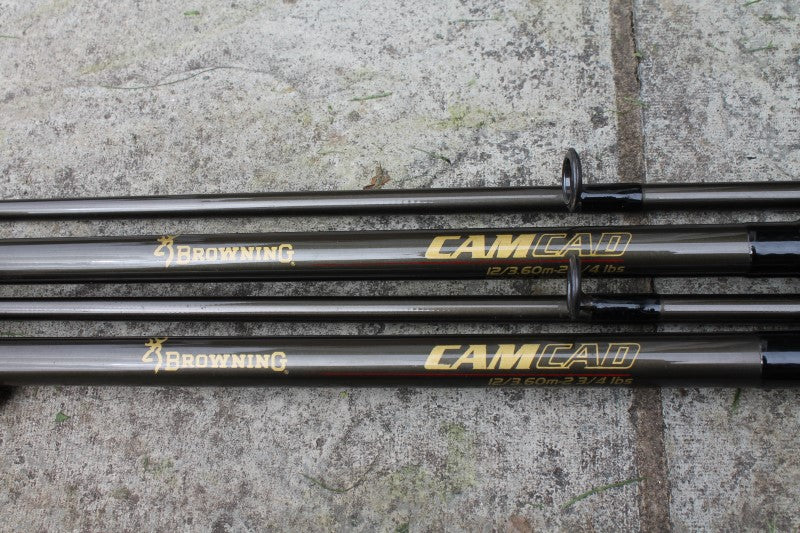 2 x Browning Camcad 12' 2.75lb T/C Carbon Old School Carp Fishing Rods.