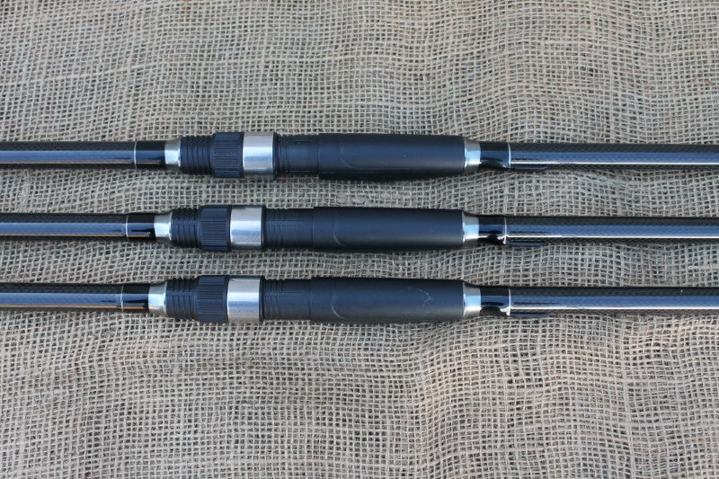 3 x Custom Old School Carbon Carp Rods. 1990s.