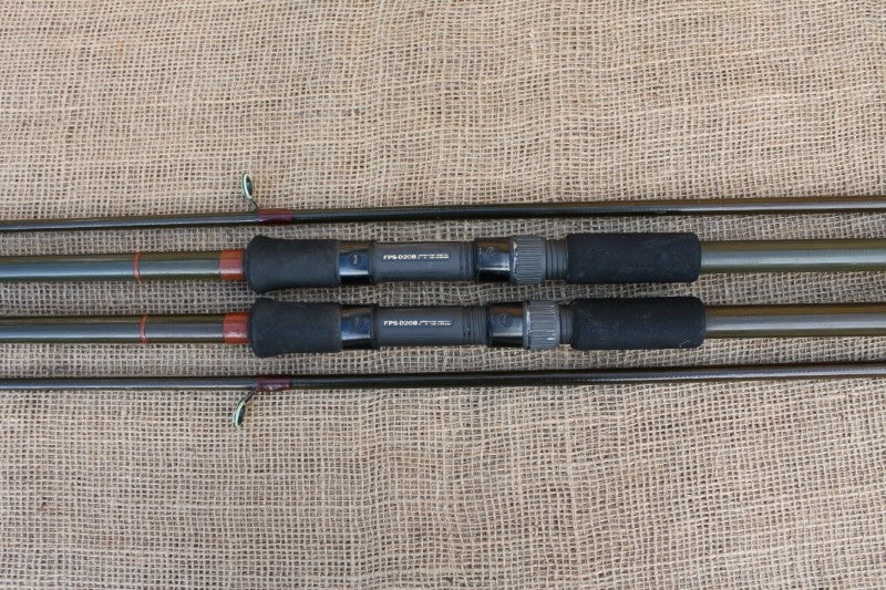 2 x Old School Carbon Carp Fishing Rods. Custom Build. Possibly North Western Or Bruce And Walker Blanks. 12'. Circa 1985-90.