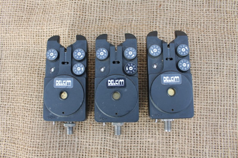 3 x Delkim Bite Alarms. Classic Original Models, Blue LEDs.