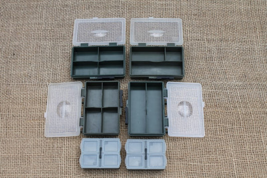6 x Fox Old School Inner System Tackle Boxes. 1990s.