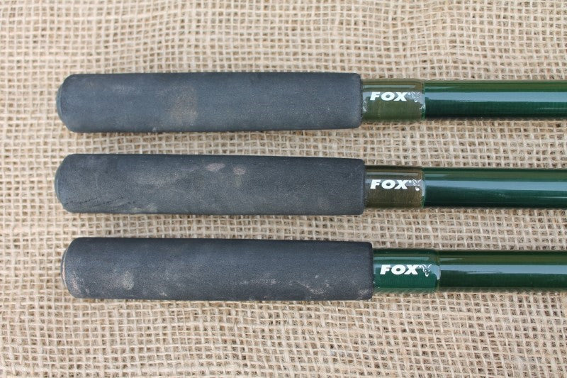 3 x Fox Voyager Old School Carp Rods And Fox Landing Net. 1990s. SALE!!!