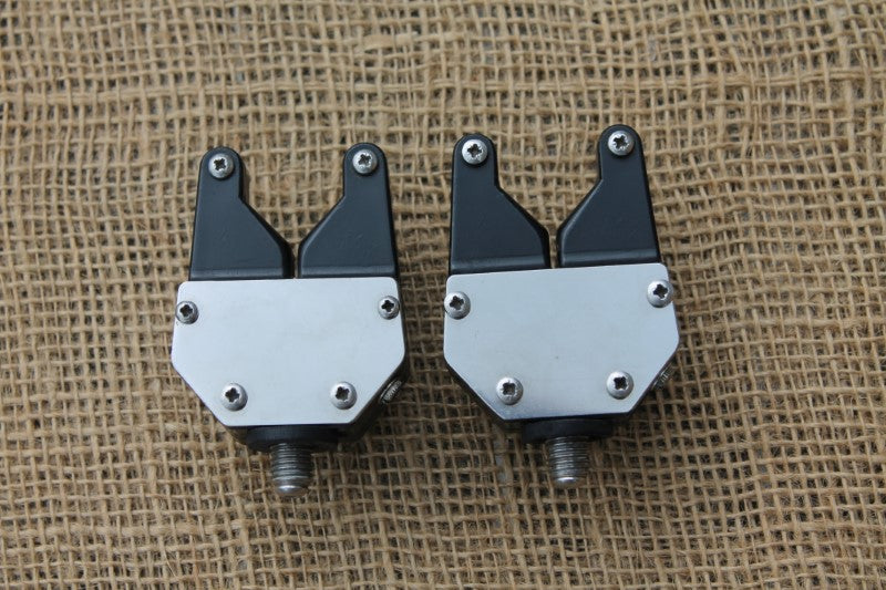 2 x TLB Old School Carp Fishing Bite Alarms. White And Green LEDs.