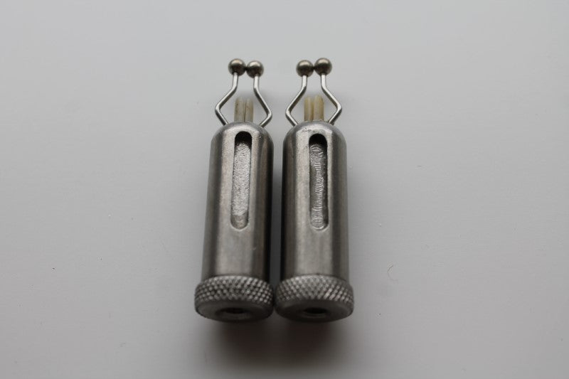 2 x Old School Stainless Bite Indicator Bobbin Heads. 1990s.