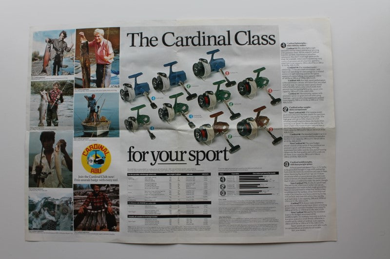 ABU Cardinal Vintage Fishing Reel Information Brochure Advertisment. 1970-80s.