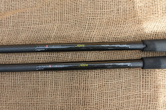 2 x Normark Nova Old School Carbon Carp Fishing Rods. 1990s.