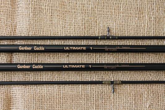 2 x Gardner Ultimate 1 Old School 1990s Carbon Carp Fishing Rods. Excellent.