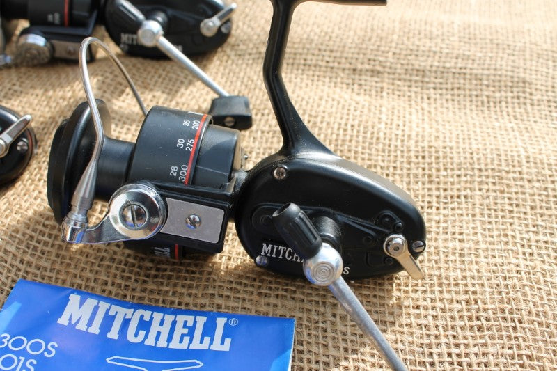 3 x Mitchell 300S Old School Carp Fishing Reels + Spare Spools.