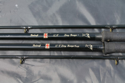 2 x North Western Rodcraft Glass Long Range 11' Old School Carp Fishing Rods.