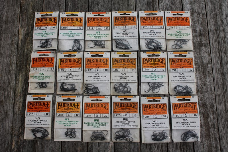 Collection Of Old School Partridge Carp Fishing Hooks. New Old Stock. 18 Packets!