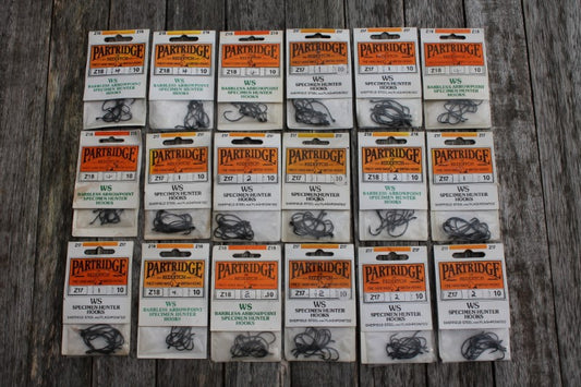 Collection Of Old School Partridge Carp Fishing Hooks. New Old Stock. 18 Packets!