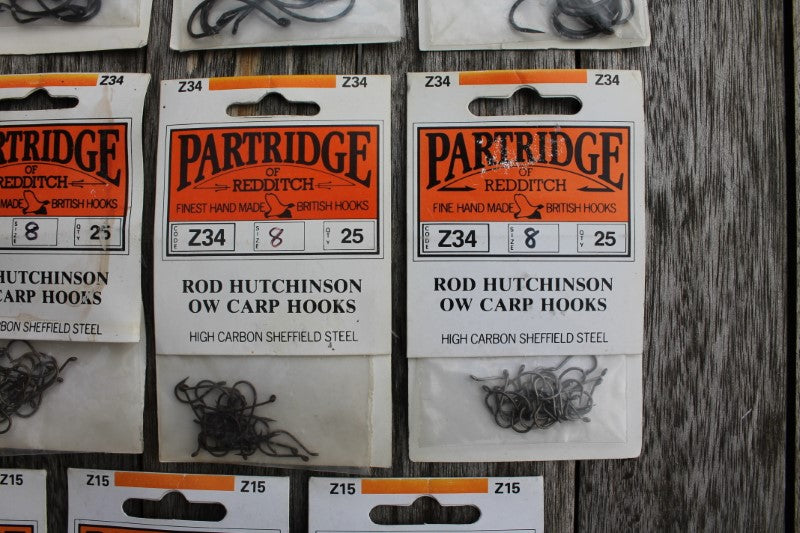 Collection Of Classic Old School Partridge Carp Hooks. Hutchinson And Maddocks. New Old Stock. 1980-90s.