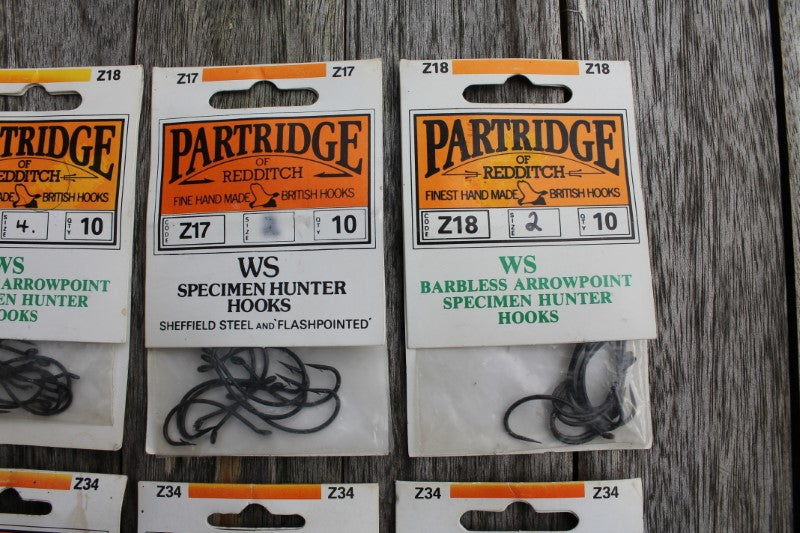 Collection Of Classic Old School Partridge Carp Hooks. Hutchinson And –  Vintage Carp Fishing Tackle