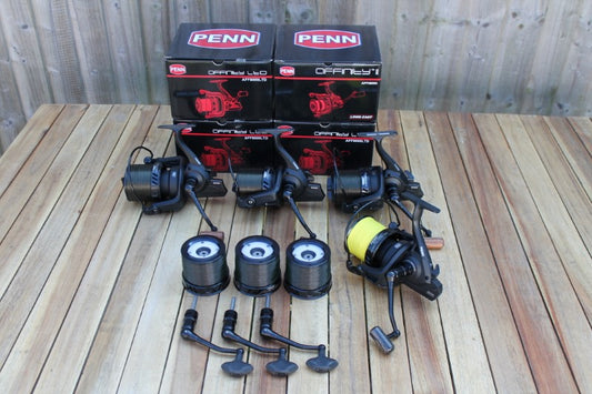 4 x Penn Affinity LTD 8000 Big Pit Carp Reels. Boxed. Spare Spools, Handles etc. Excellent!
