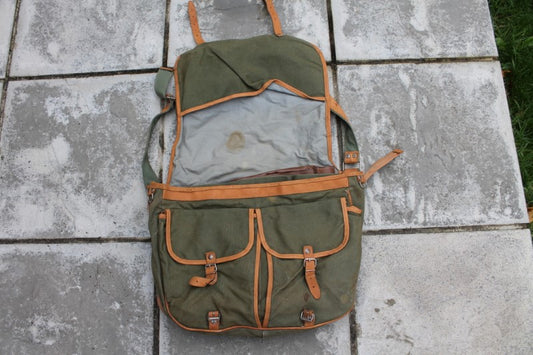 Vintage Relum Canvas And Leather Shoulder Bag. Rare XL Size.
