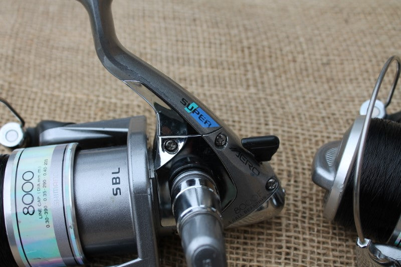 2 x Shimano Super Aero 8000F Carp Fishing Reels. Old School. RARE!