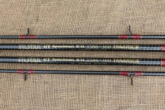 2 x Silstar Traverse X GT Specimen SU Old School carbon Carp Fishing Rods. 2.75lb T/C.