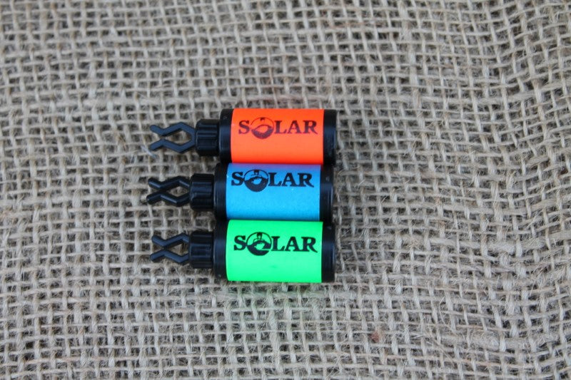 3 x Solar Fluoro Bobbin Indicator Heads. O/B/G. With Clips.