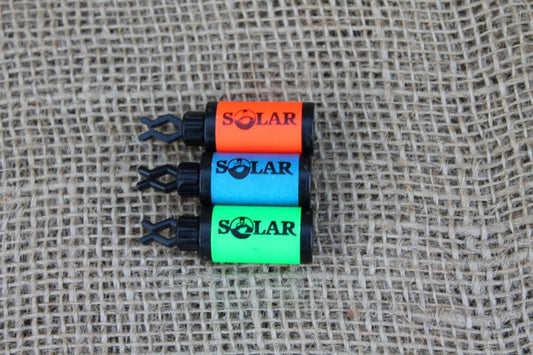 3 x Solar Fluoro Bobbin Indicator Heads. O/B/G. With Clips.