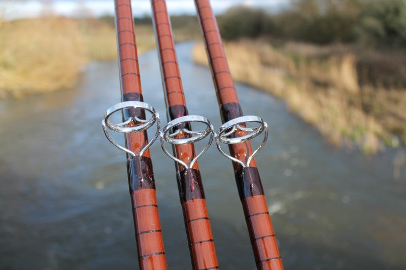 3 x Retro Old School Style Glass Carp Fishing Rods. MINT!