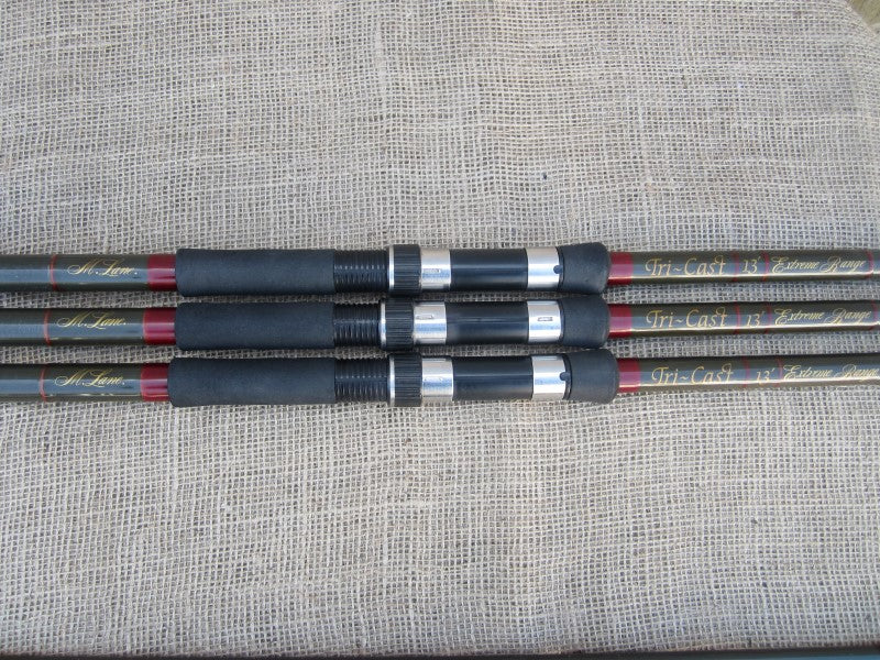 3 x Tri Cast Carbon 'Extreme Range' 13' Old School Vintage Carp Fishing Rods. SALE!!!