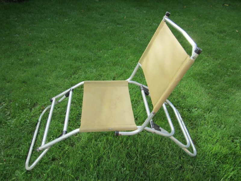 Vintage Canvas And Aluminium Adjustable Carp Fishing Chair.