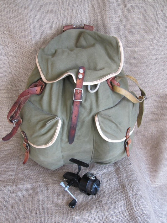 Vintage Canvas And Leather Back Pack, Circa 1940-60s.